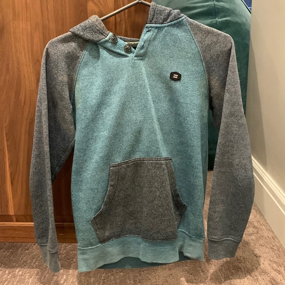 Billabong Shirt Hoodie-OK Condition-Kids M-Grey/Blue